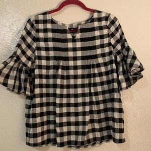 Buffalo Check Flutter Sleeve Top